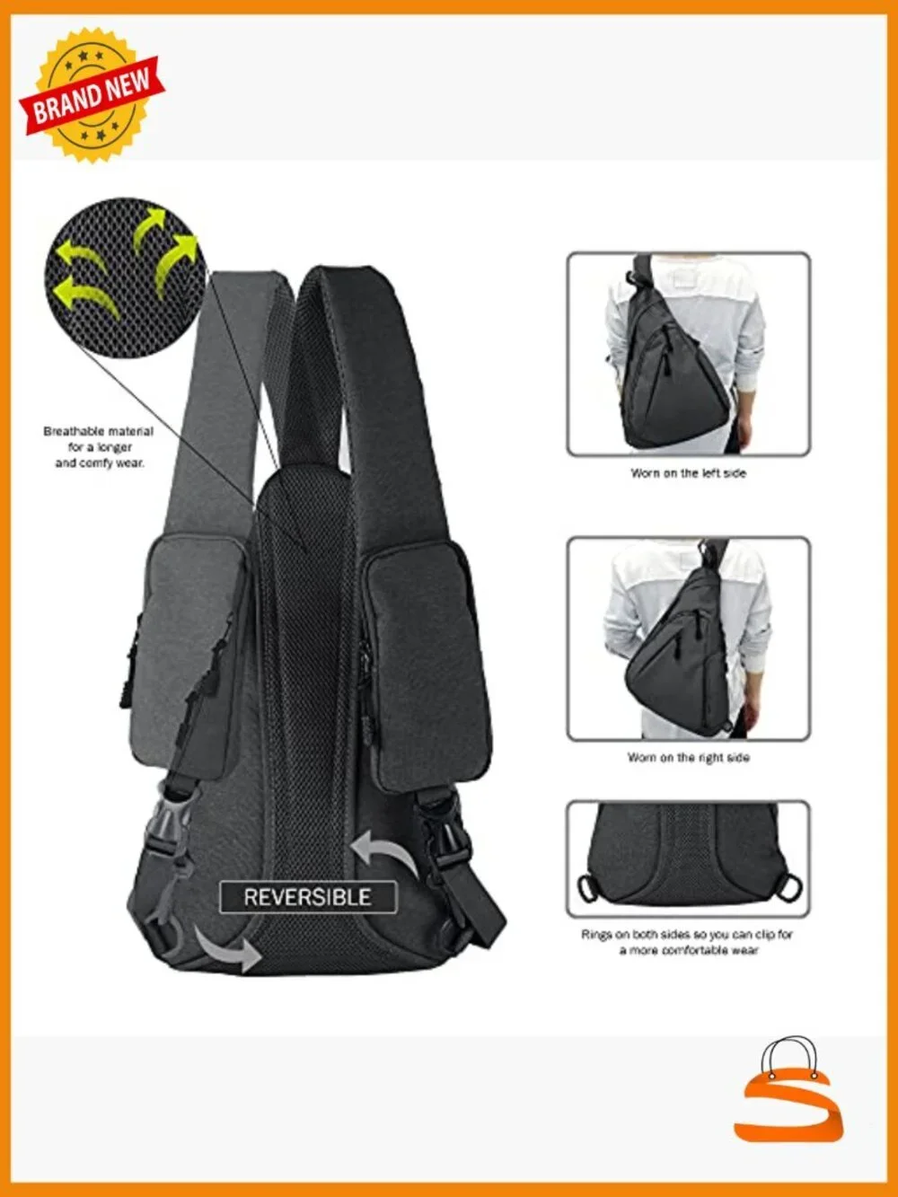 Crossbody Sling Backpack Concealed Carry Purse Water-Resistant Nylon Daypack